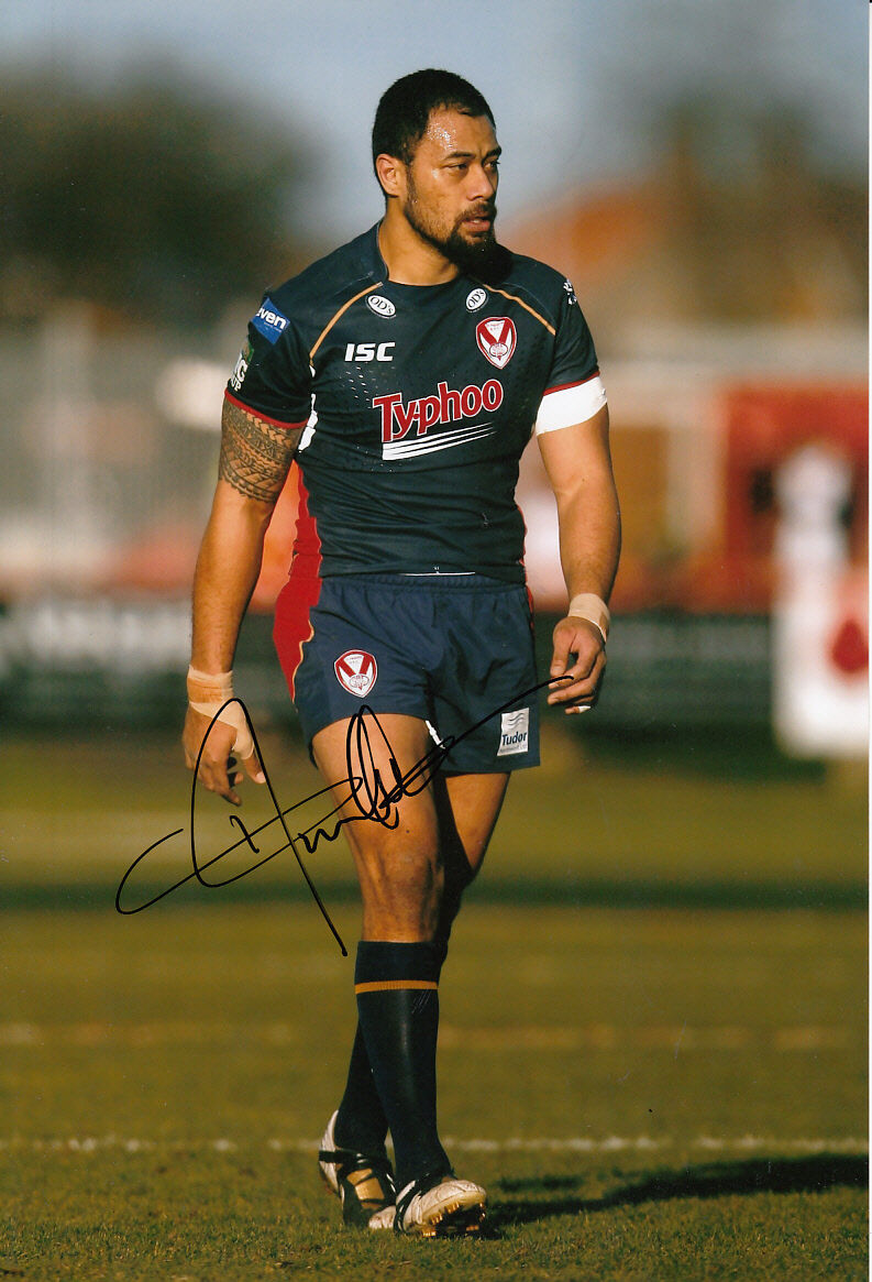 St Helens Hand Signed Tony Puletua 12x8 Photo Poster painting 1.