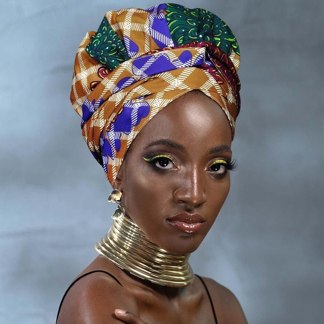 African Print Head Wrap With Satin-Lined -AW1108