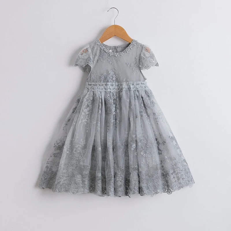 Girls Dress Mesh Casual Wear Lace Embroidery Princess Dress For Girl Clothes Sleeveless Dress Kids Dresses For Girls Robe Fille
