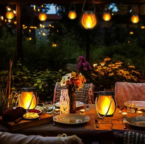 thumbnail image 2 of Solar Dancing Flame Lanterns - Flickering LED Outdoor Lights With USB Charging, 1-4 Pack Options 2 of 14