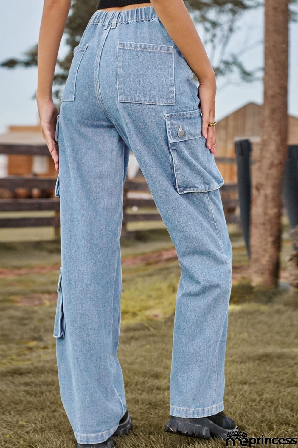 Loose Fit Long Jeans with Pockets