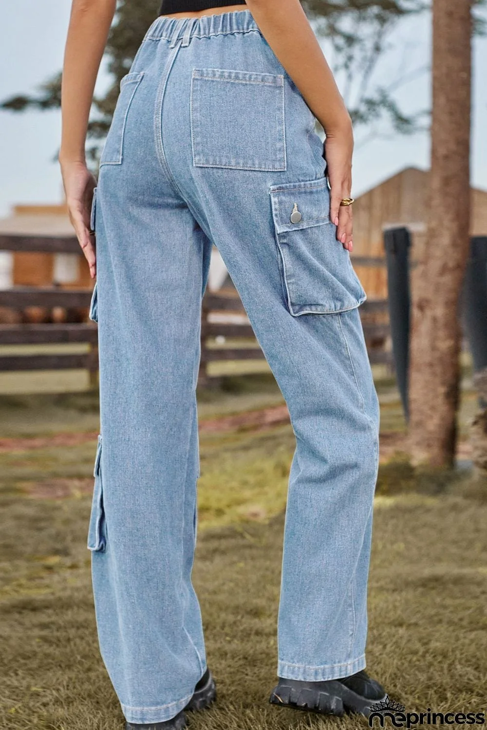 Loose Fit Long Jeans with Pockets