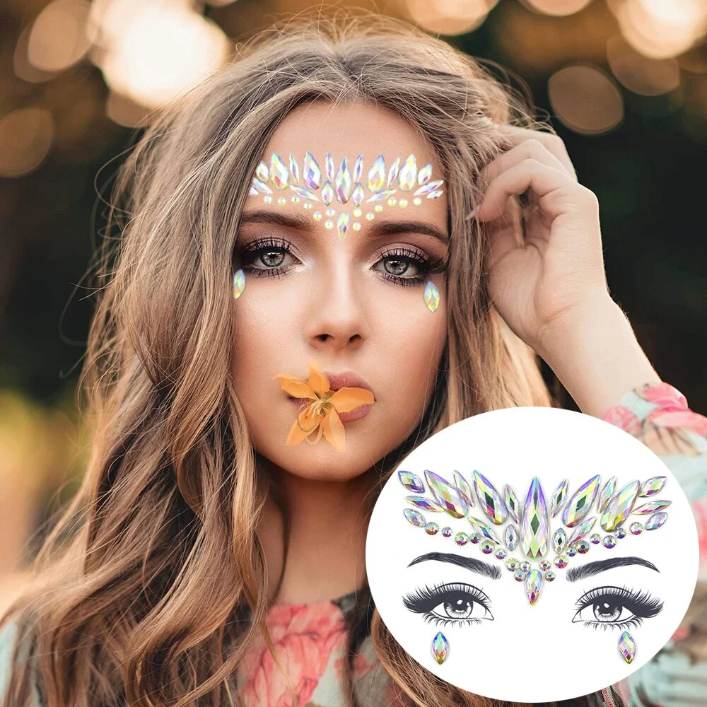 Masquerade Face Decoration DIY Jewelry Acrylic Rhinestone Festival Party Temporary Tattoo Fashion Face Stickers for Women