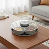 Divided Spinning Snack Serving Tray 5-Compartment Rotating Round Snackle Box Container with Lid for Chips and Dip Nut Candy Fruit Party Picnic
