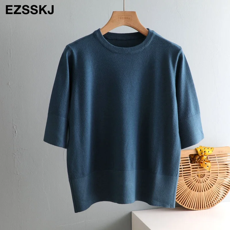 chic Autumn winter loose thick Sweater Pullovers Women half Sleeve casual 2020  o-neck warm basic Sweater knit Jumpers top