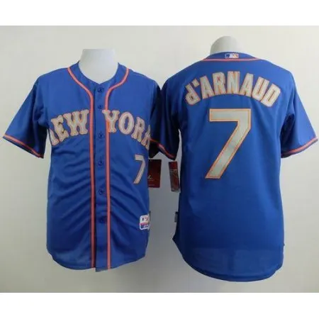 Mets #7 Travis d'Arnaud Blue(Grey NO.) Alternate Road Cool Base Stitched MLB Jersey