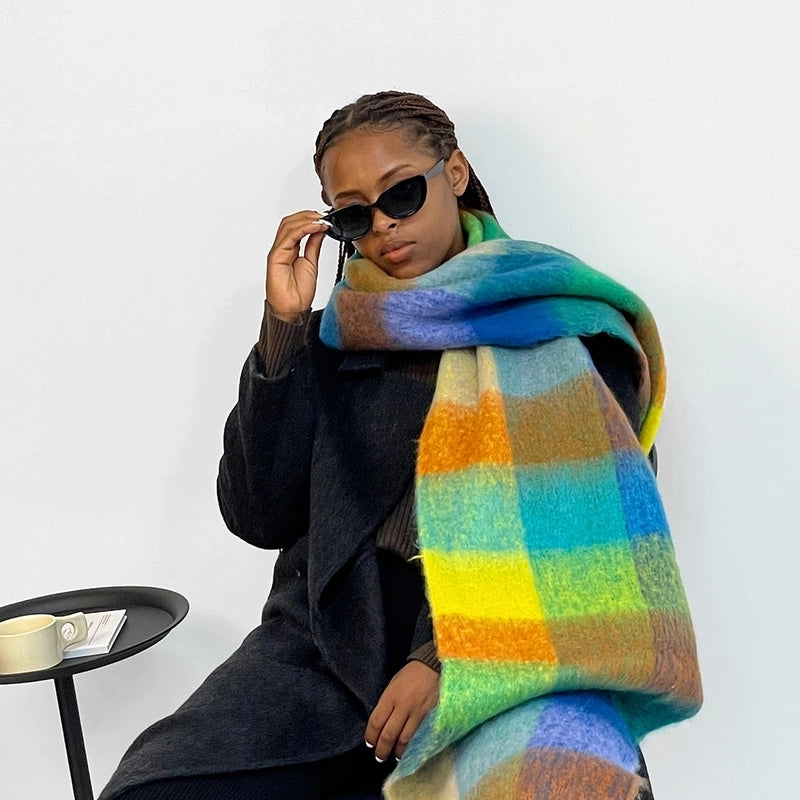 Women’s Casual Lattice Imitation Cashmere Tassel Scarf