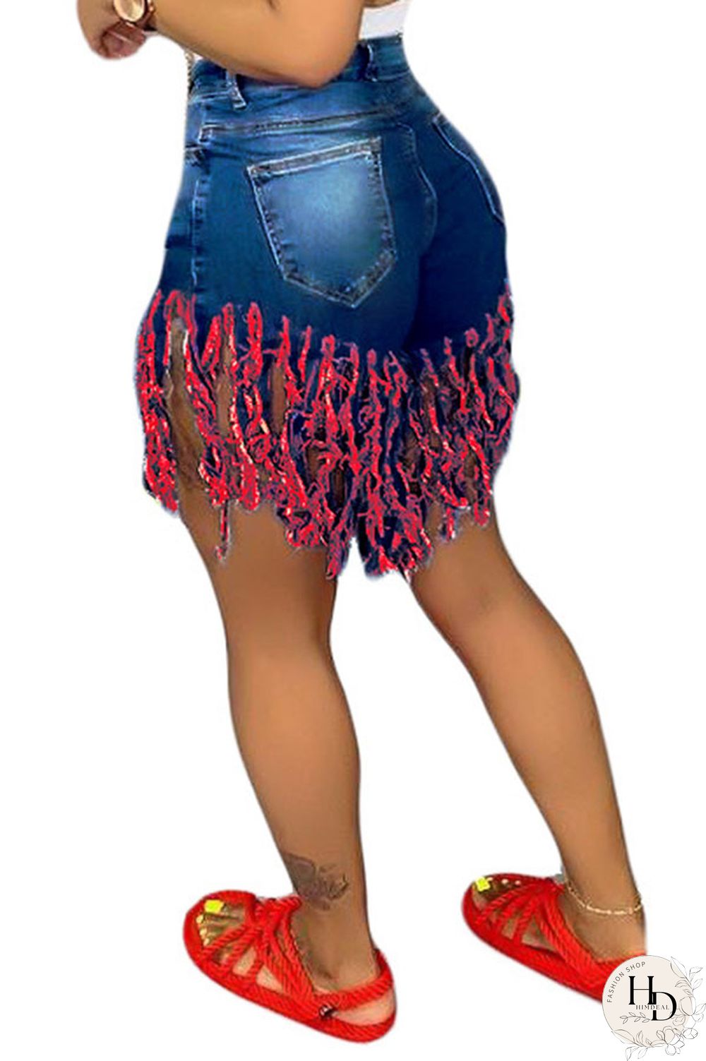 Royal blue Red Green Yellow Royal blue Tassel Design Denim