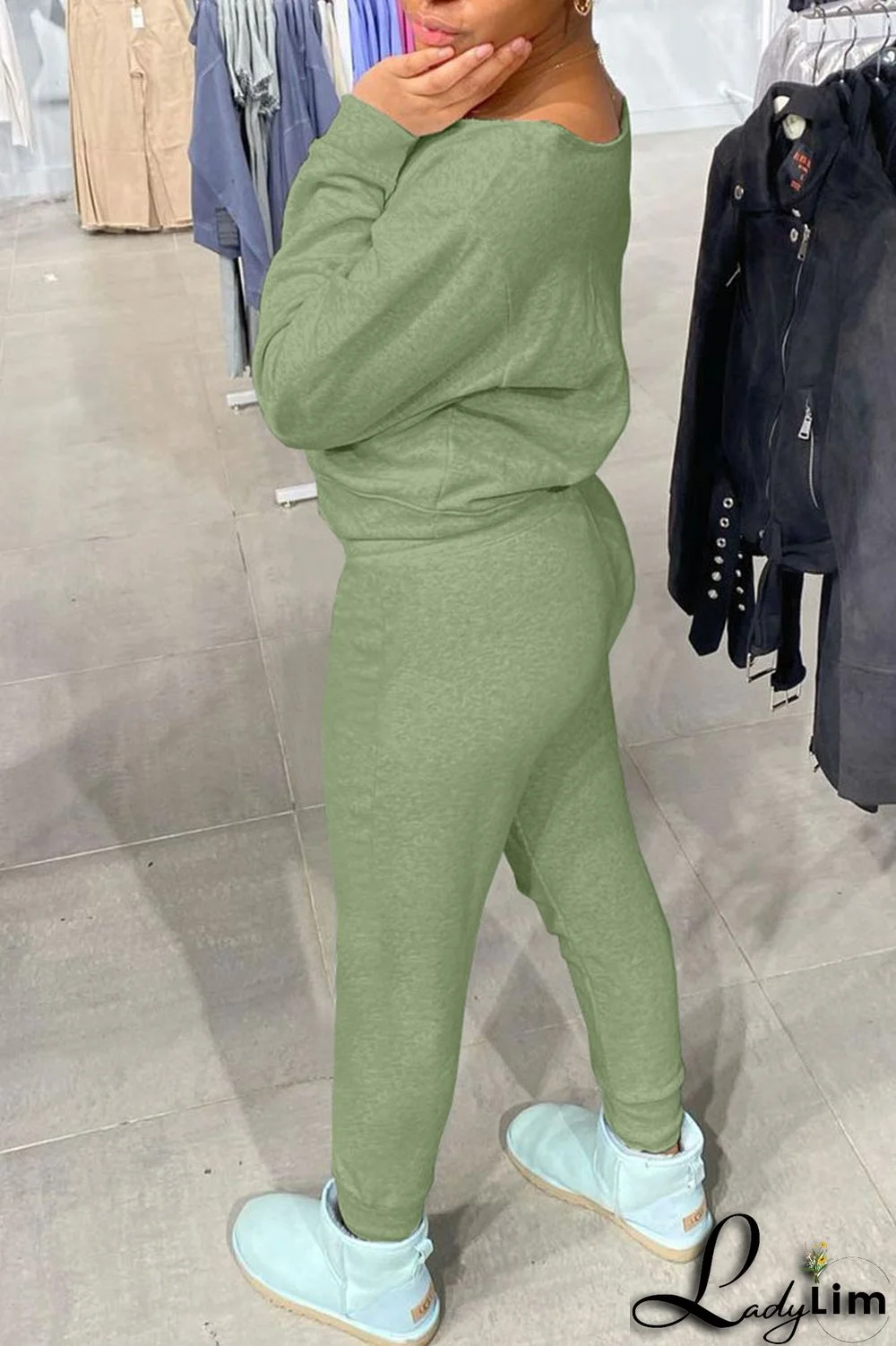 Grey Casual Solid Patchwork O Neck Long Sleeve Two Pieces