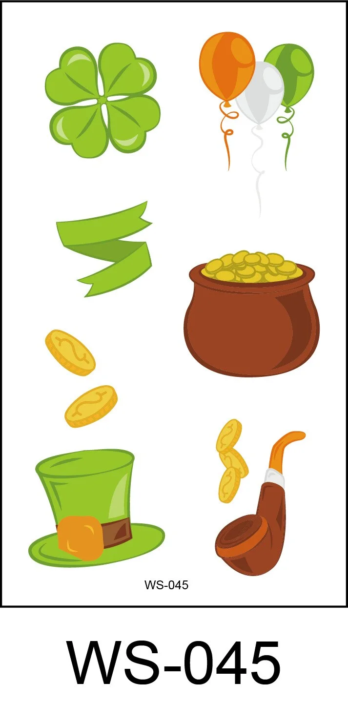 New cross-border waterproof sweat green hat clover face sticker European and American fashion temporary tattoo sticker