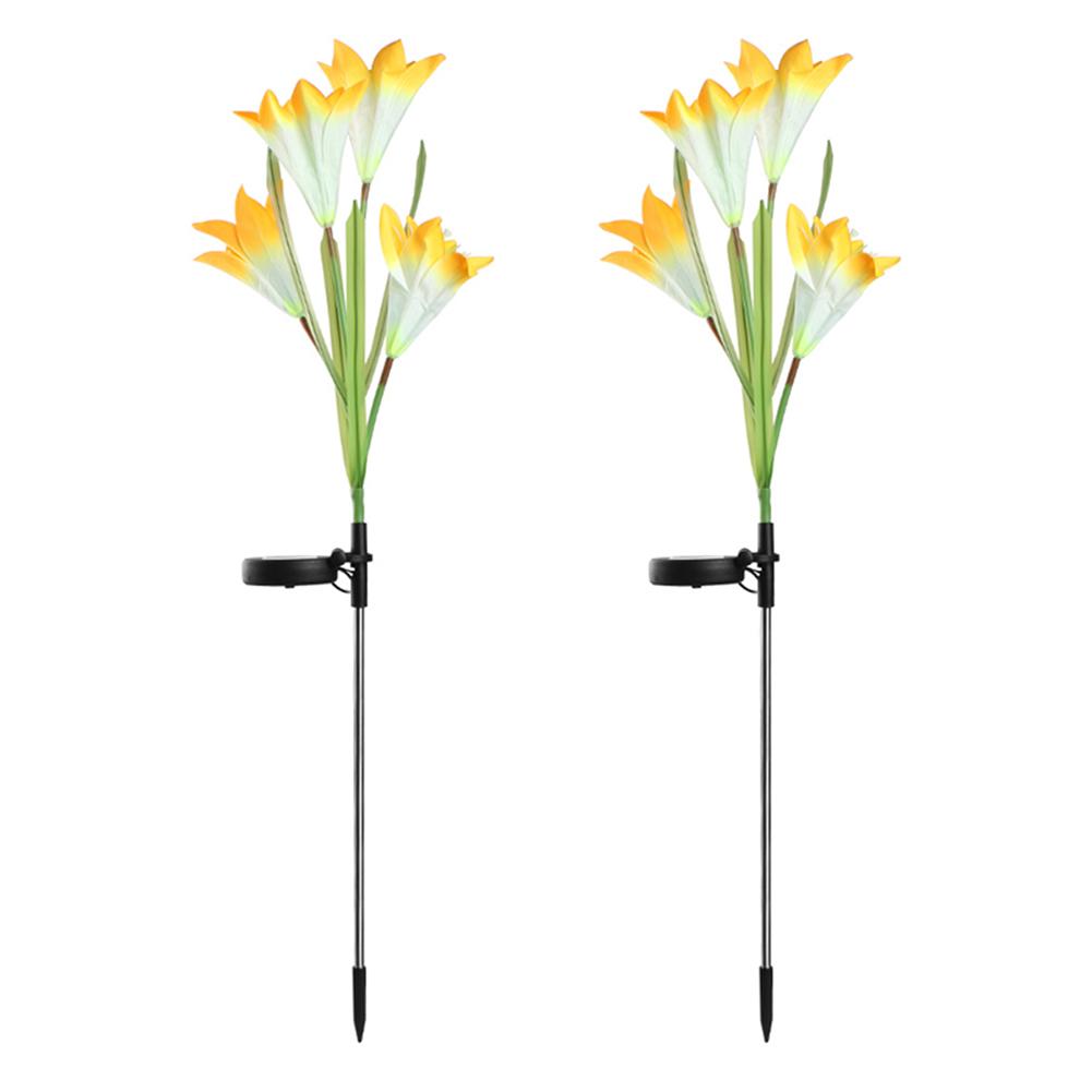 

2pcs 4 Heads Solar LED Simulation Lily Flower Light Garden Landscape Lamp, 501 Original