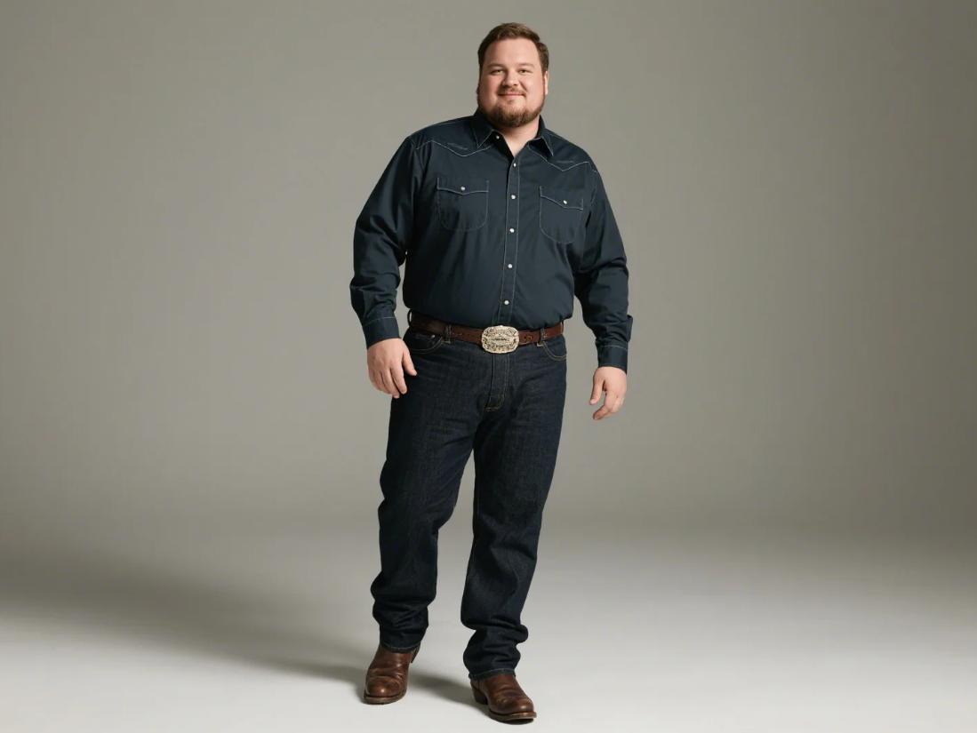 A big and tall men wearing western clothing