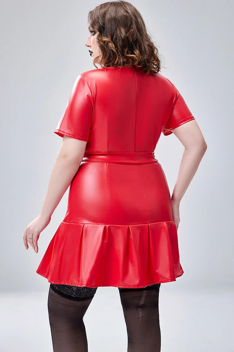 knee length dresses for ladies Faux Leather Gothic Dress with Harness and Grommets main image 1