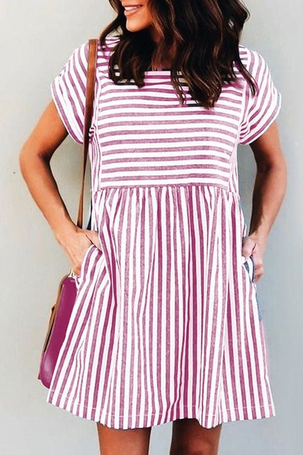 Sweet Colorful Striped Mini Dress