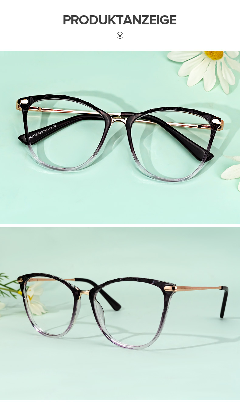 Vaughan Dunkellila Cateye Brille