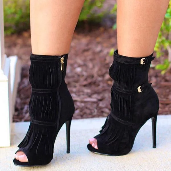 Tassel Zipper Fashion High Heels