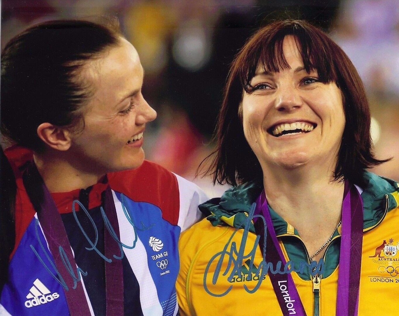 Victoria Pendleton & Anna Meares SIGNED 10X8 Photo Poster painting LONDON OLYMPICS AFTAL COA