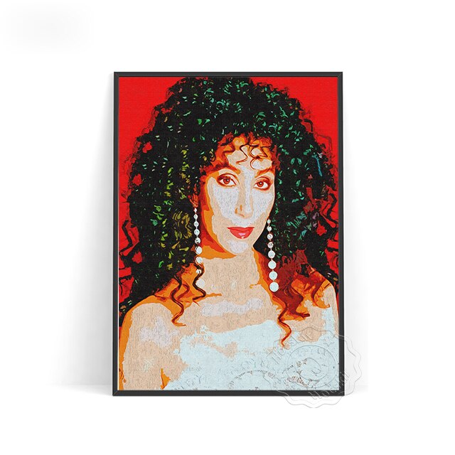 Cher American Singer Print, Actress Cher Fans Collect Poster, Elegance Woman Portrait Wall Painting, Music Star Wall Stickers