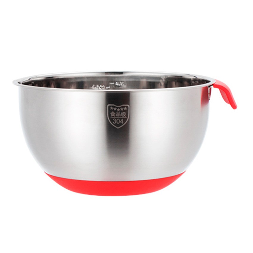 304不锈钢加厚打蛋盆 沙拉碗手柄碗刻度防溅盖硅胶底套装-Digicat 猫电澳洲