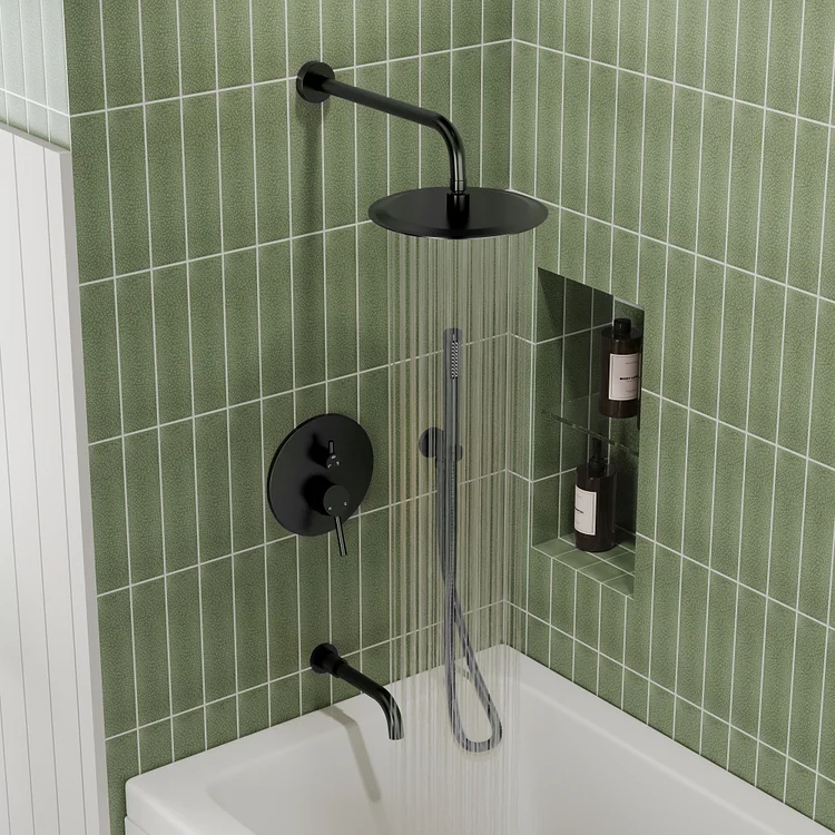 M6612BI-10BL EVERSTEIN Shower System | 10" Rain Shower Head with Handheld & Bathtub Spout