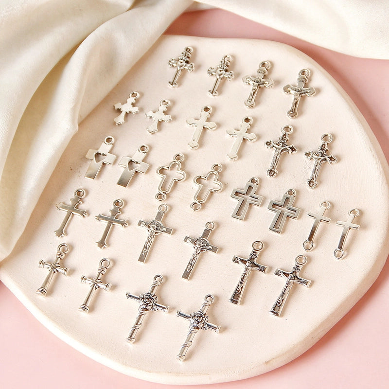 10 PCS/Package 8 * 20mm Alloy Cross Polished Pendant Jewelry Accessories