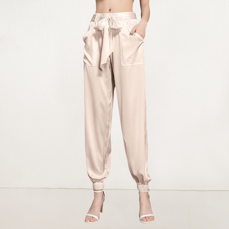 Elastic Waist Silk Pants With Side Pockets Elastic Hem | Multi-Colors Selected REAL SILK LIFE