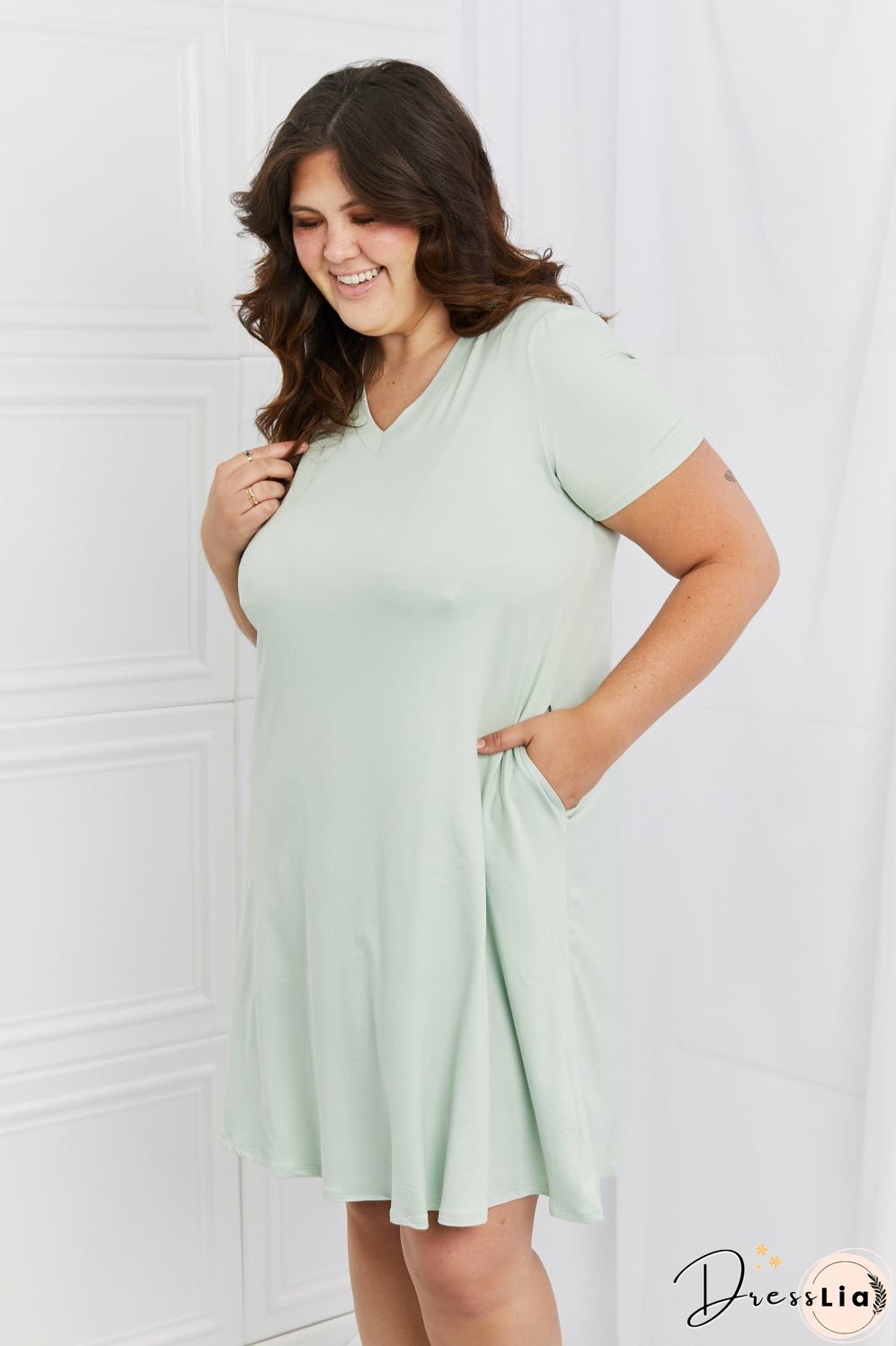 P & Rose Breezy Day Full Size V-Neck Dress