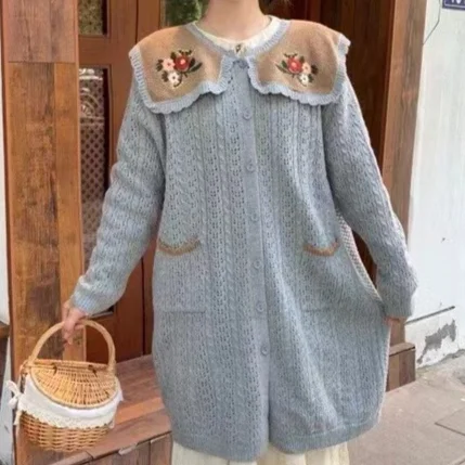 Chicfifth Sweater Women Winter Long Sleeve High Quality Autumn Vintage Top Knitted Cardigan