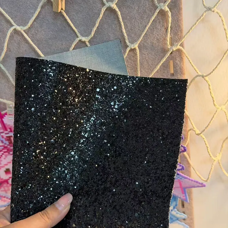 Black Chunky Glitter Sheet for Ironing