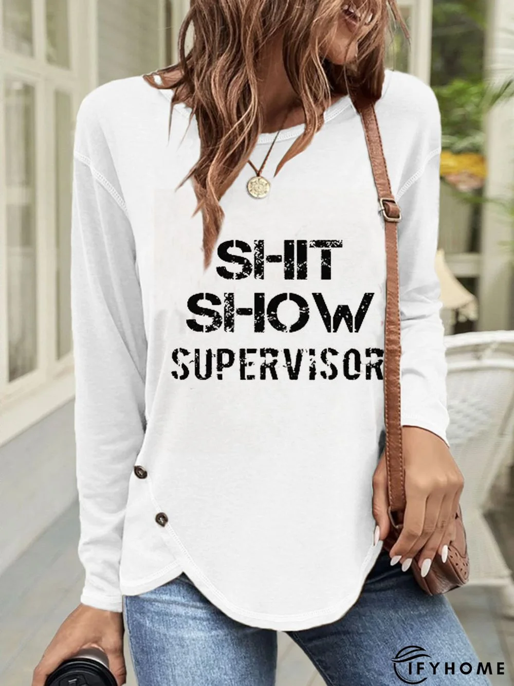 Casual Crew Neck Jersey Loose T-Shirt | IFYHOME