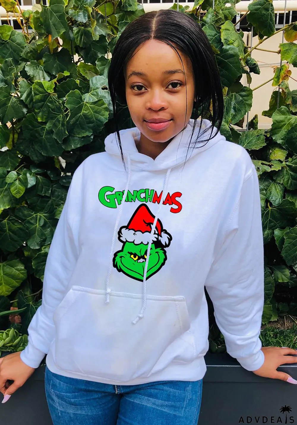 Christmas Print Long Sleeve Hoodies Xmas Trend Casual Top