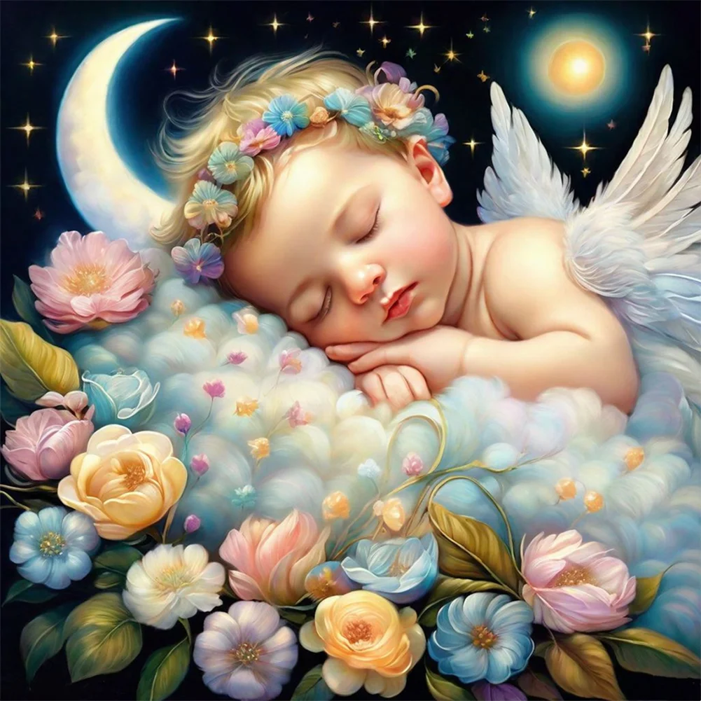 Diamond Painting - Full Round Drill - Sleeping Angel Child(Canvas|30*30cm)