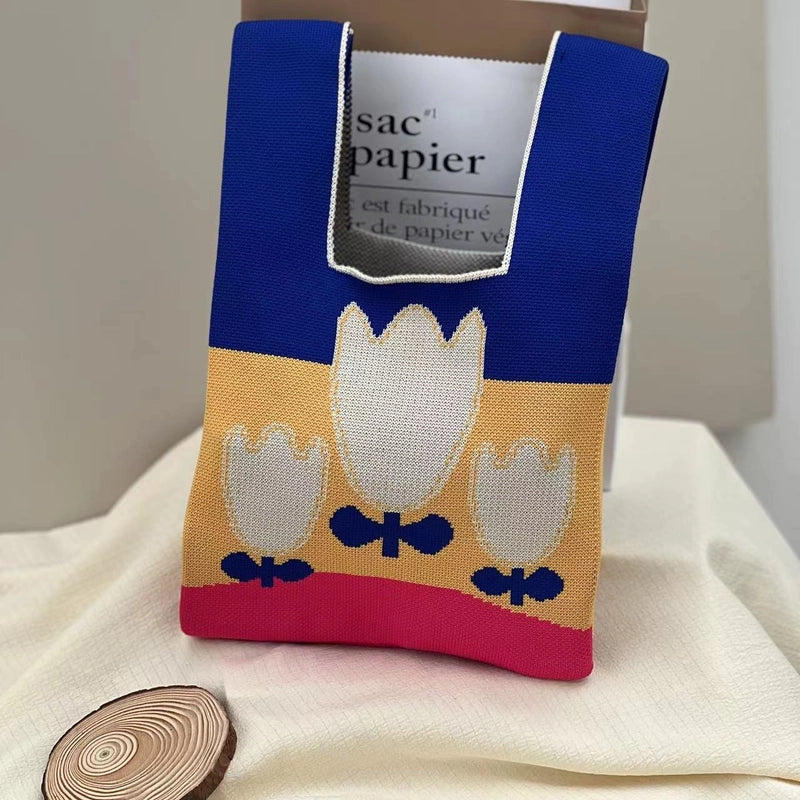 Gift Packaging Handbag Casual Knitted Handbag Woven Bag Multi-pattern Style Knitted Bag For Women