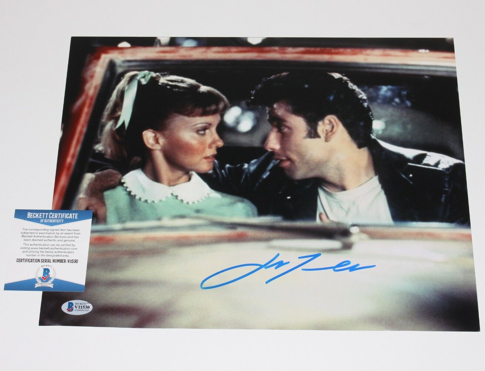 JOHN TRAVOLTA SIGNED GREASE 11x14 MOVIE Photo Poster painting BECKETT COA SATURDAY NIGHT FEVER