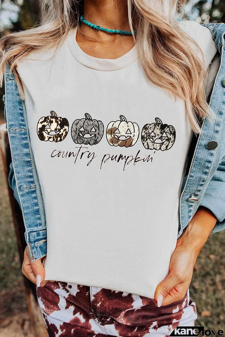 Country Pumpkin Graphic Print Short Sleeve T Shirt