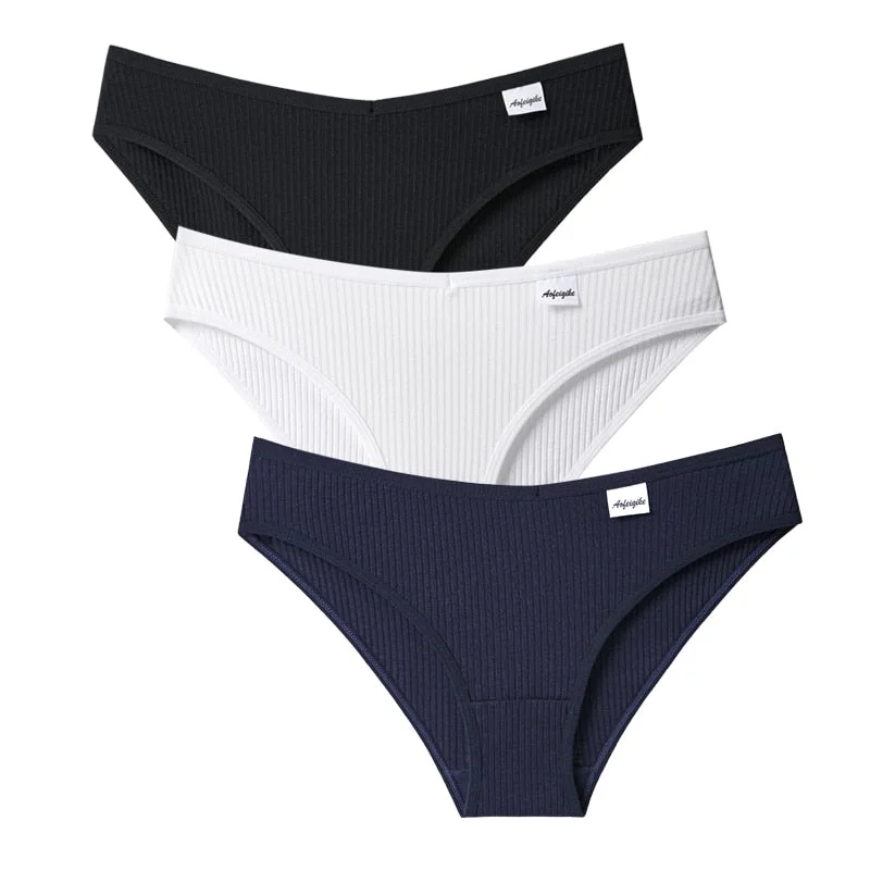V Waist Cotton Panties Women Underpants Female Underwear Low-Rise 3PCS/Set 6 Solid Color Girl Briefs Ladies Lingerie Panties