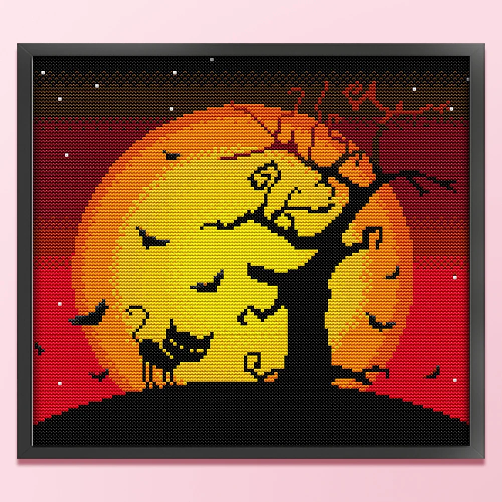 14CT Full Stamped Cross Stitch - Halloween(Canvas|31*29CM)