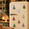 10PCS DIY Pearl Diamond Painting Christmas Fridge Magnets, Sparkling Rhinestone Refrigerator Magnet Craft Kit for Home Decor & Gifts