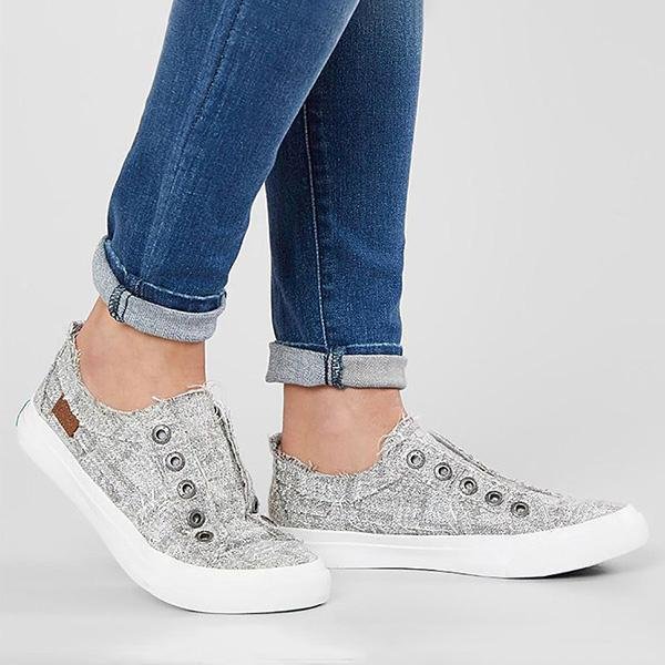  Light Wash Flat Round Toe Casual Sneakers