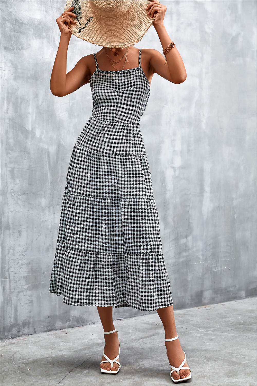 Mature Women Summer Sexy Back Strap Lace-up Midi Dress