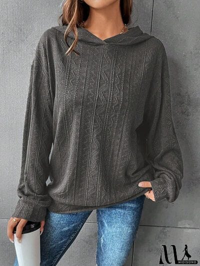 MidiSono - Textured Dropped Shoulder Hoodie