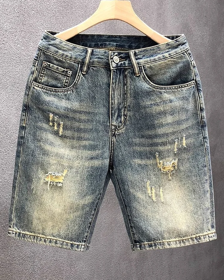 Men's Distressed Denim Shirt in a Loose Fit