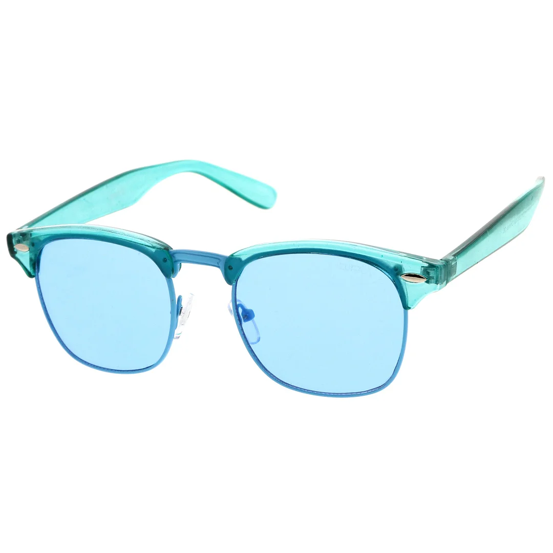 Classic Translucent Horn Rimmed Square Color Tinted Lens Half Frame glasses 49mm