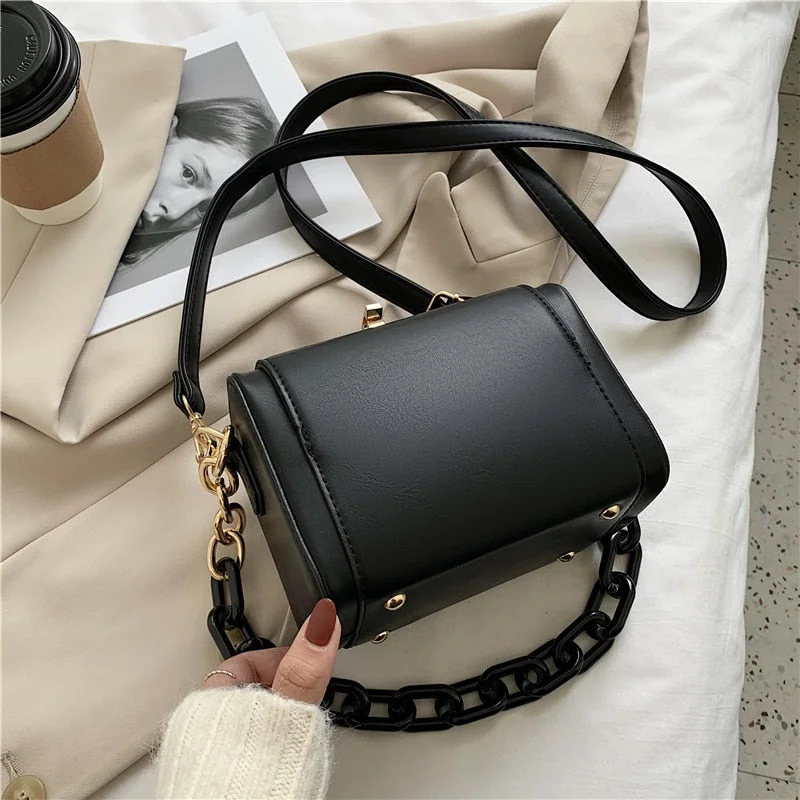Mini Box Design PU Leather Crossbody Sling Bags for Woman 2022 Luxury Handbags and Purses Female Chain Long Belt Shoulder Bag