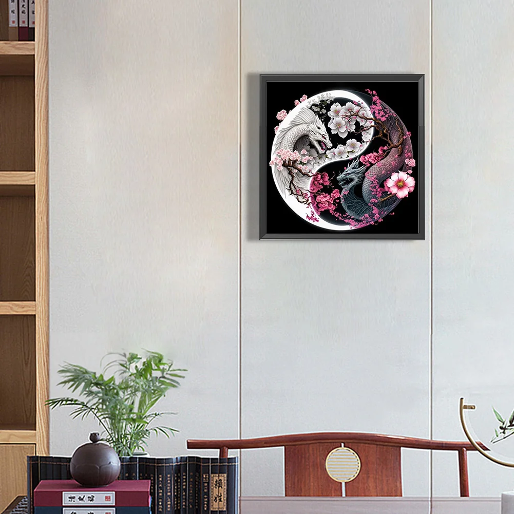 Diamond Painting - Full Round Drill - Yin Yang Dragon(30*30cm)