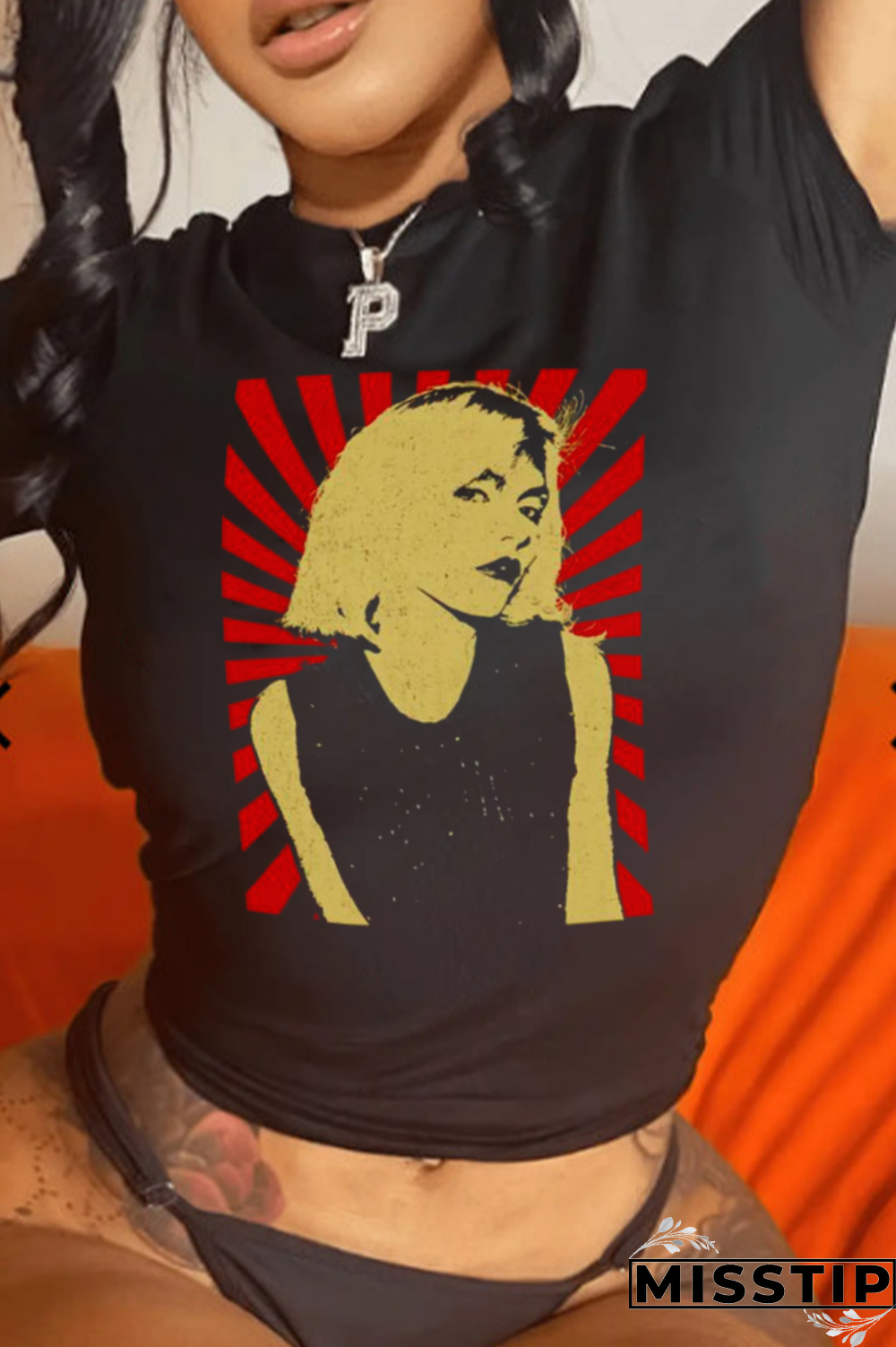 Black Street Vintage Print Patchwork O Neck T-Shirts