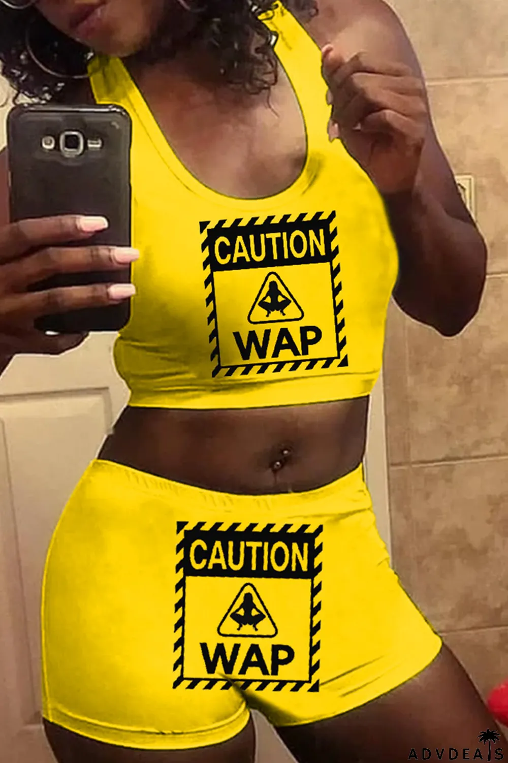 Pink Casual Sportswear Sleeveless U Neck Tank Short Print Two Pieces