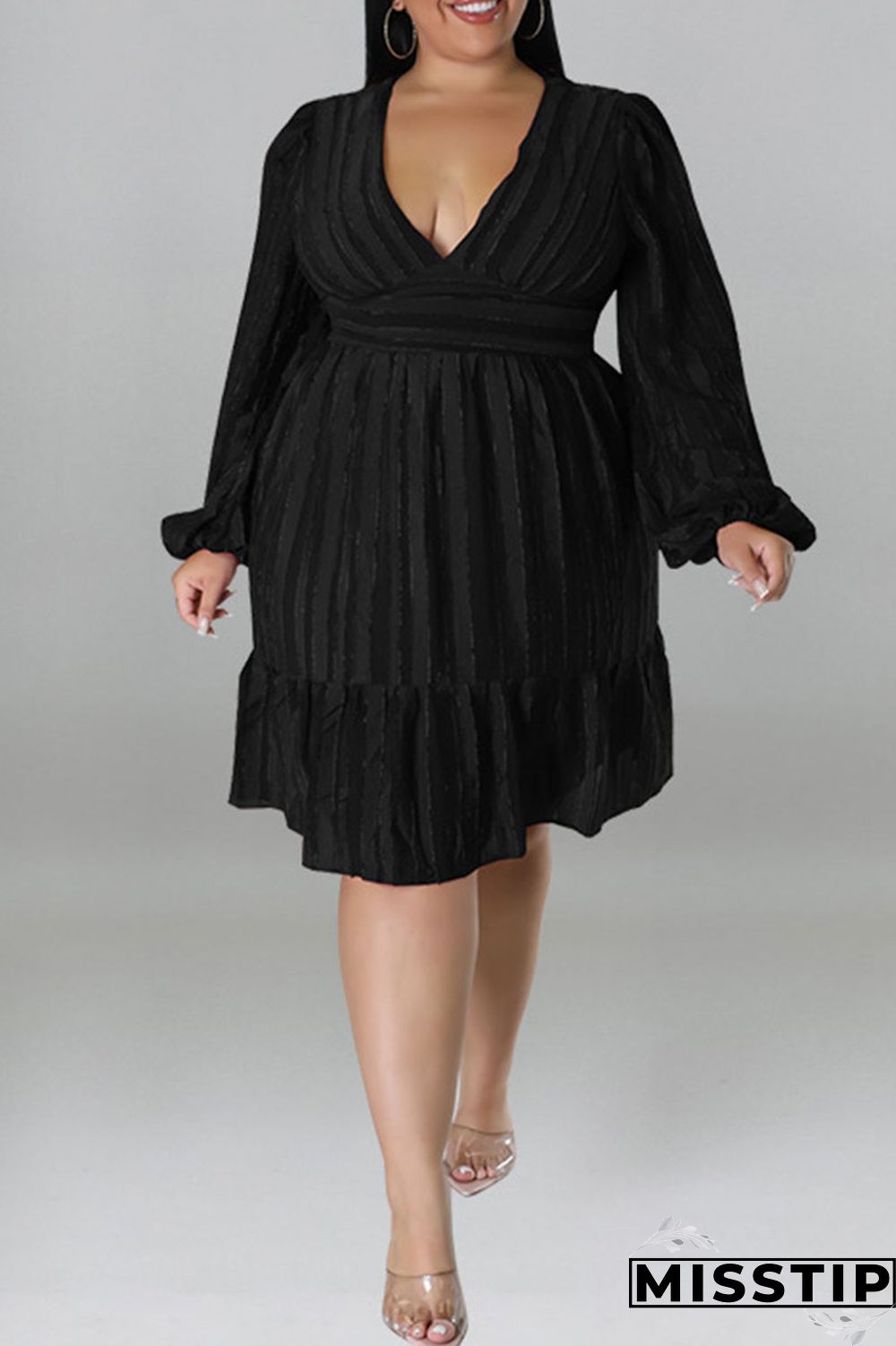 Green Casual Solid Patchwork Fold V Neck Straight Dresses