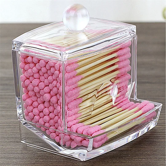 1pc 1.9l Transparent Cereal Container With Pink Lid, Nordic Style