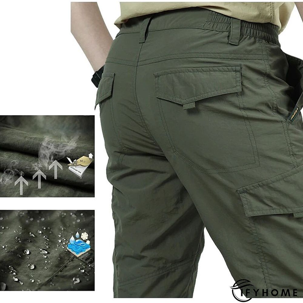 Men's Cargo Pants Hiking Pants Trousers Tactical Pants Military Summer Outdoor Ripstop Breathable Water Resistant Quick Dry Pants / Trousers Bottoms 6 Pockets Elastic Waist Black Army Green Hunting | IFYHOME